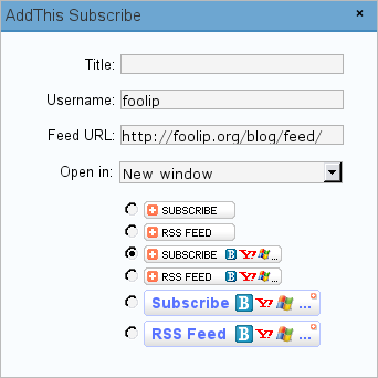 AddThis subscribe setup