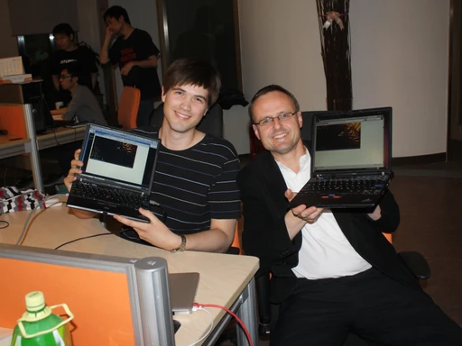 Håkon and Philip watch sunflowers